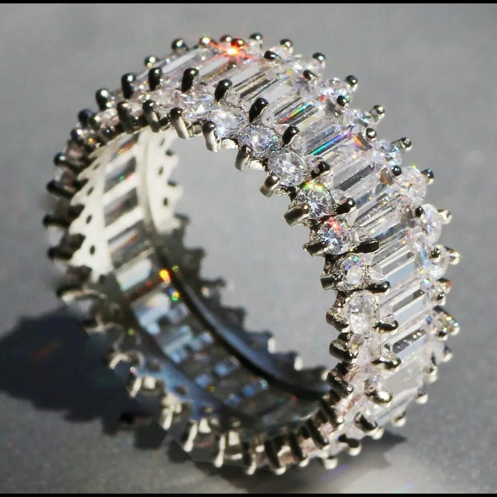 👑Luxury 925 Silver Roman Ring/White Sapphire CZ, Cocktail Ring, Statement Ring